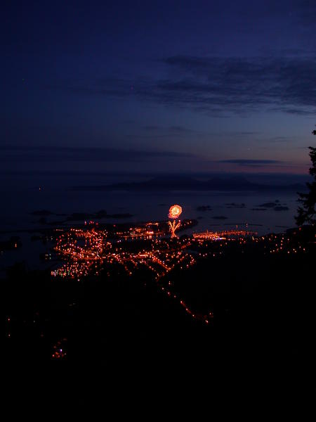 Fireworks in front of Edgecumbe